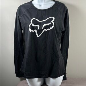 Fox Women's Black and White Long Sleeve Tee